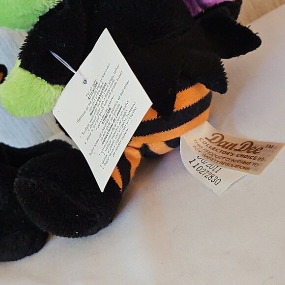 Dan Dee Wicked Witch and Ty Black Cat In Hat Plush Lot Halloween Green Doll - Picture 9 of 11